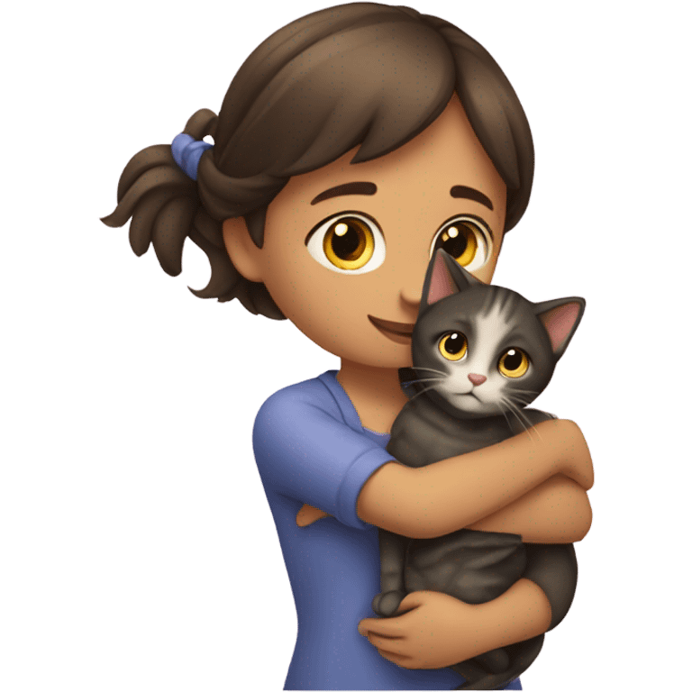 Girl letting a cat emoji