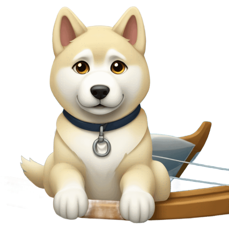 to a light dorée  Husky in a sailboat emoji