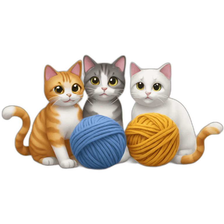 three cats playing with ball of wool emoji