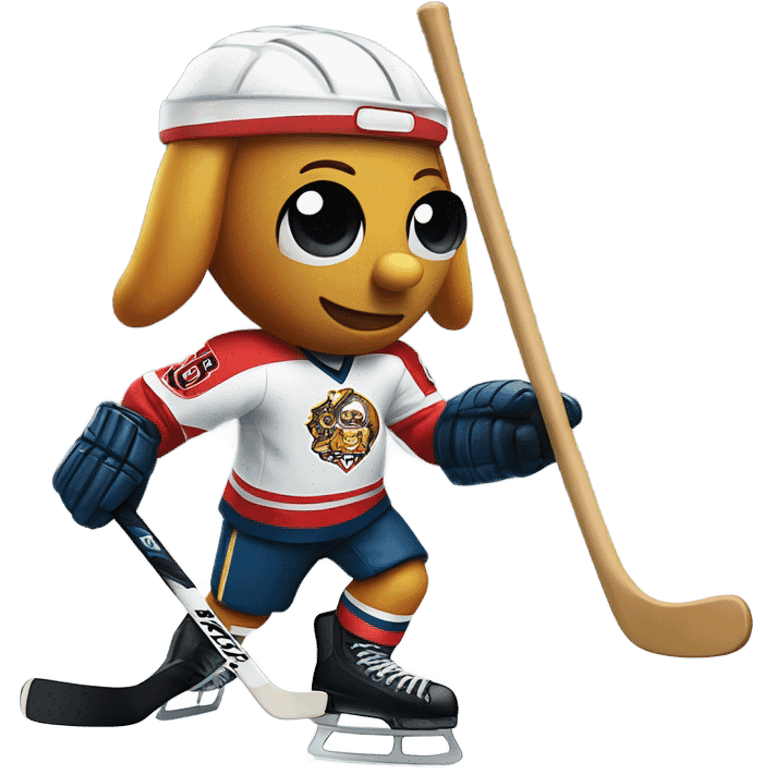 Corndog playing hockey emoji