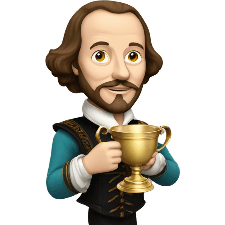 William Shakespeare holds the winner's cup in his hand emoji