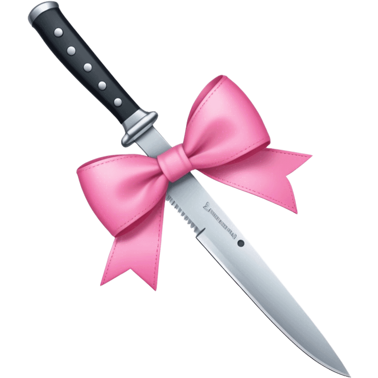 A knife with a preppy pink bow on it emoji