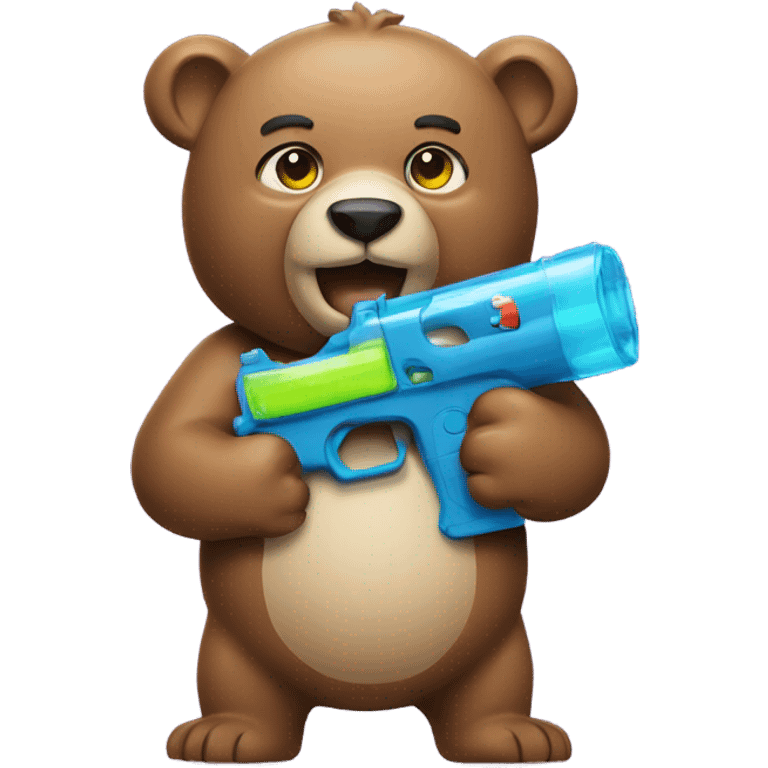 Bear holding a water gun emoji