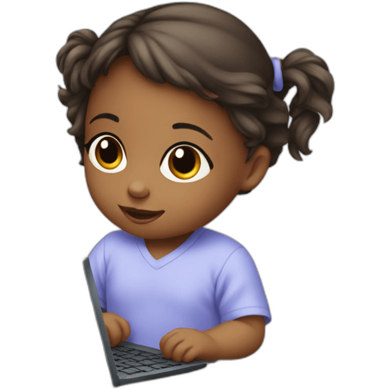 an baby girl using a computer emoji