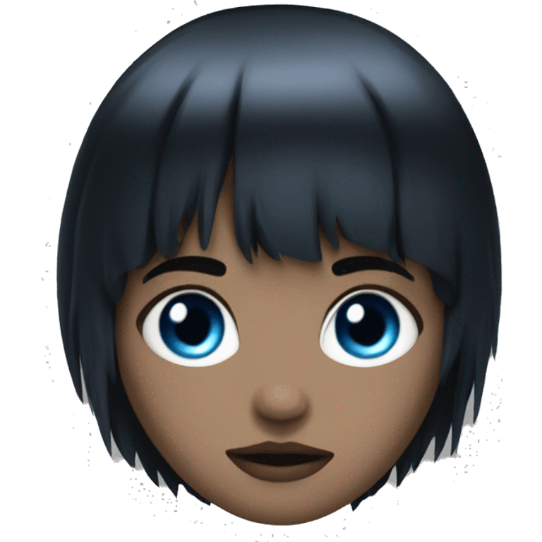 Black hair blue eyes goth with bangs emoji