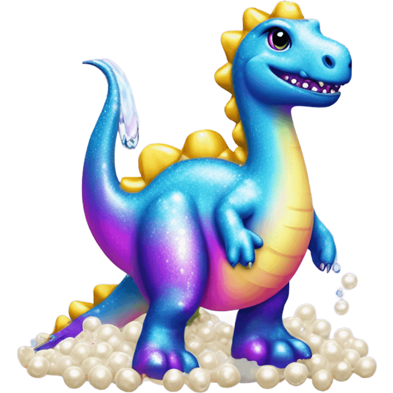 Lisa frank glitter pretty water dinosaur with pearls emoji