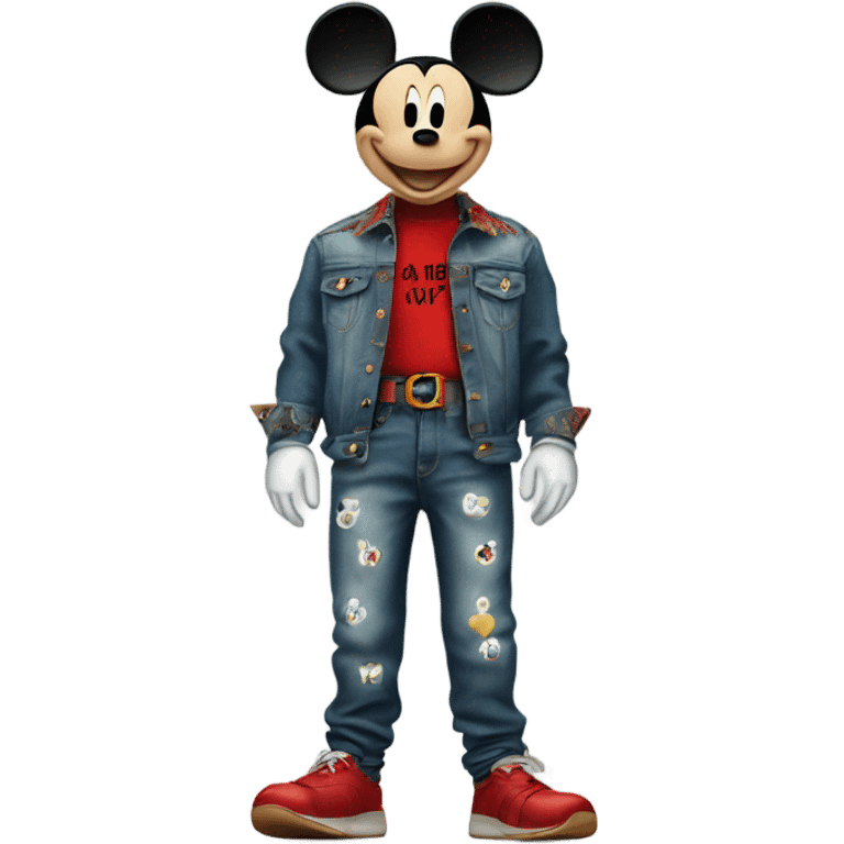 mickey mouse with gucci belt and PSD underwear sagging baggy jeans emoji