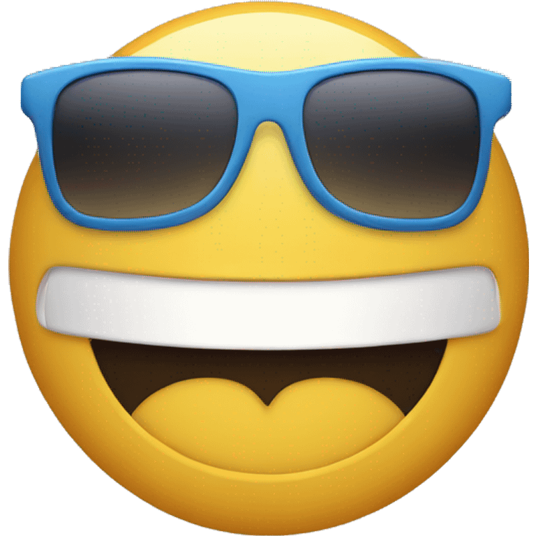 A smiling face with sunglasses, cartoon-style emoji