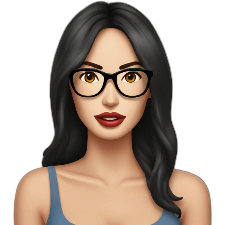 Megan Fox con lentes y comiendo emoji