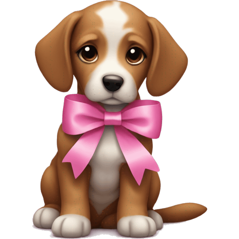 puppy with pink ribbon emoji