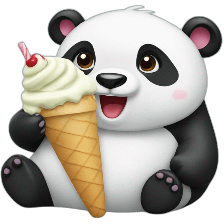 Panda eating ice cream emoji