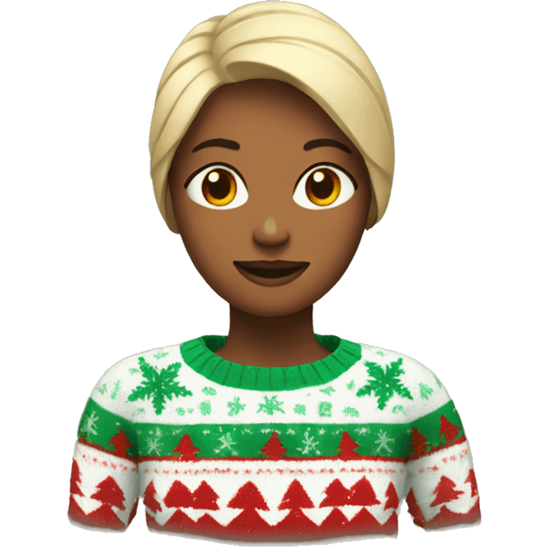 woman in christmas sweater emoji