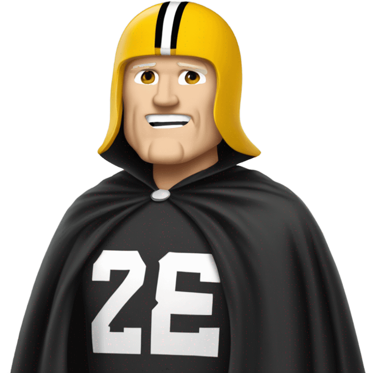 Terry Bradshaw Pittsburgh Steelers player in helmet and uniform with black cape. emoji