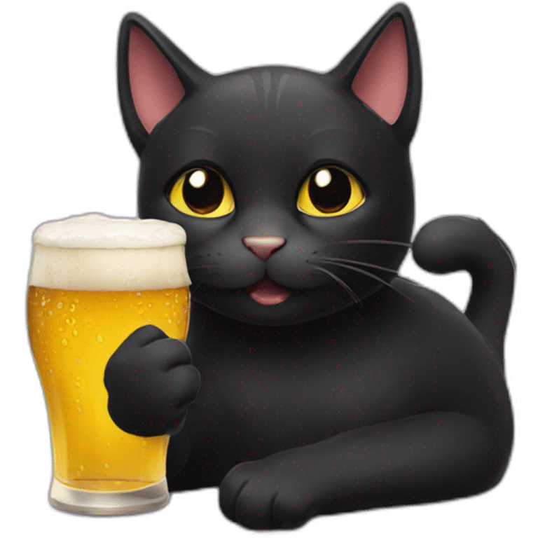 Black Cat drinking beer emoji