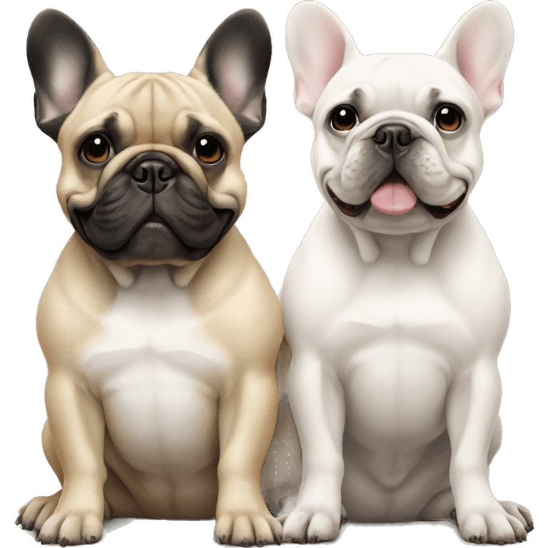 2 French bulldogs sitting next to each other emoji