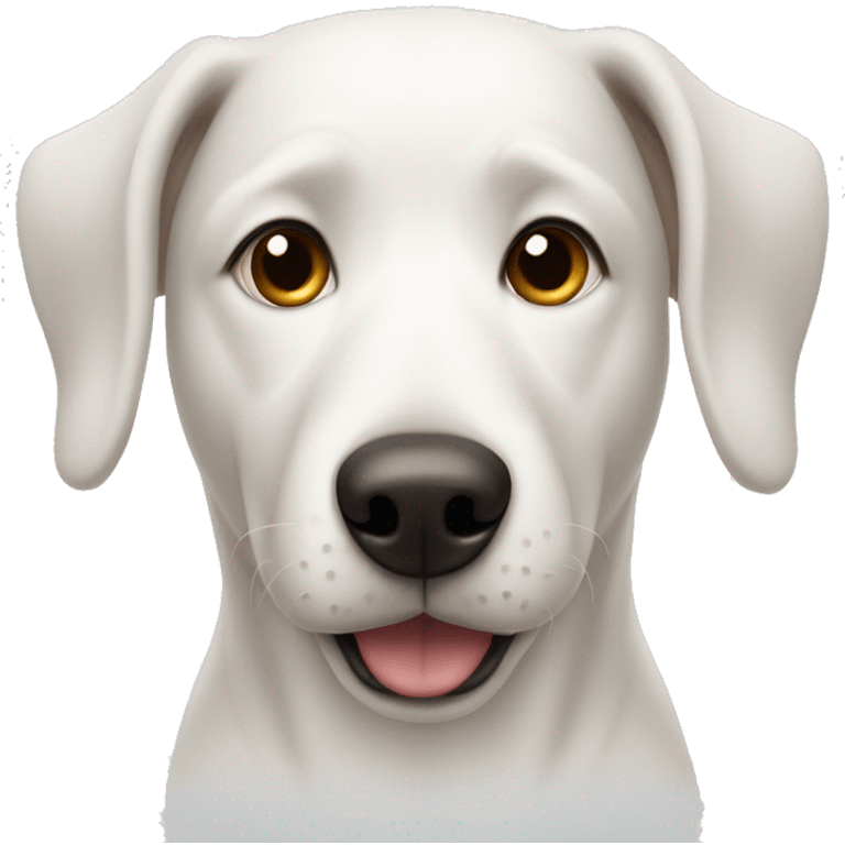 White dog with straight ears with being on the end of ears  emoji