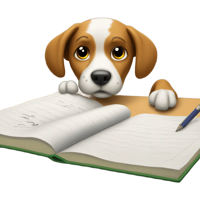 Dog writing exam emoji