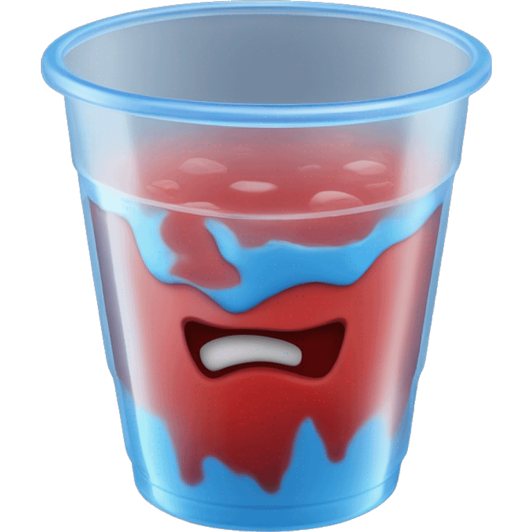 Very realistic blue and red slushy in a see-through plastic cup isolated emoji