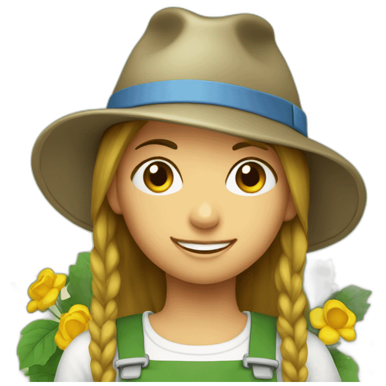 gardener girl in a hat with beer emoji