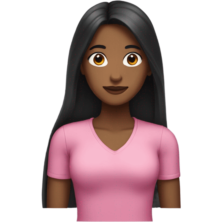 Kind of brown girl with black hair with pink tips emoji