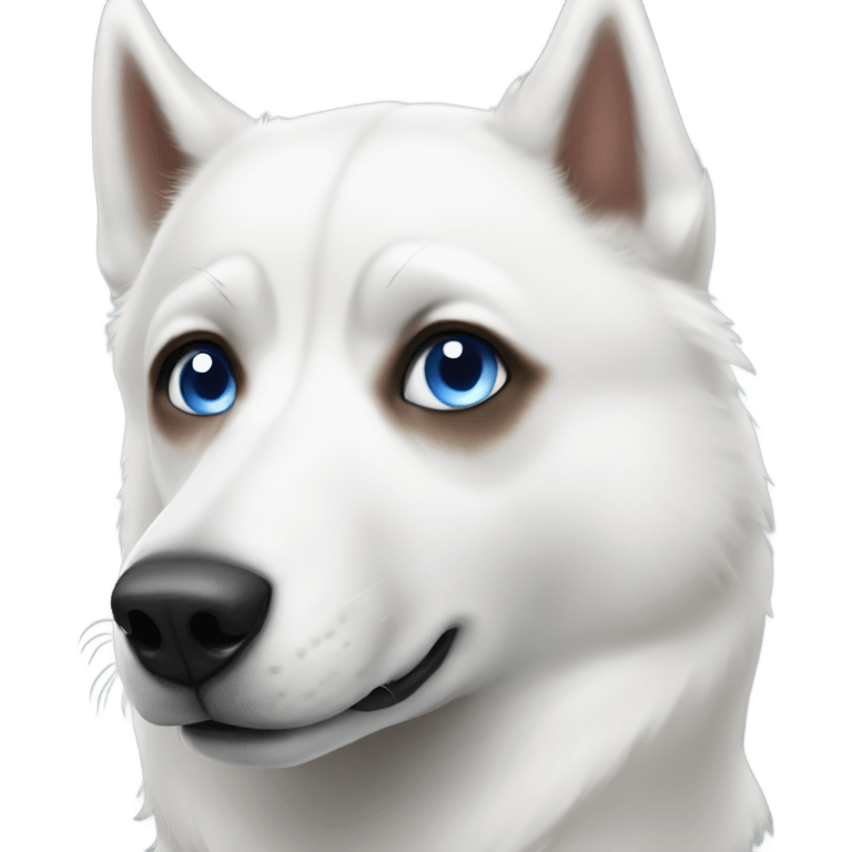 White husky with one blue eye one brown eye emoji