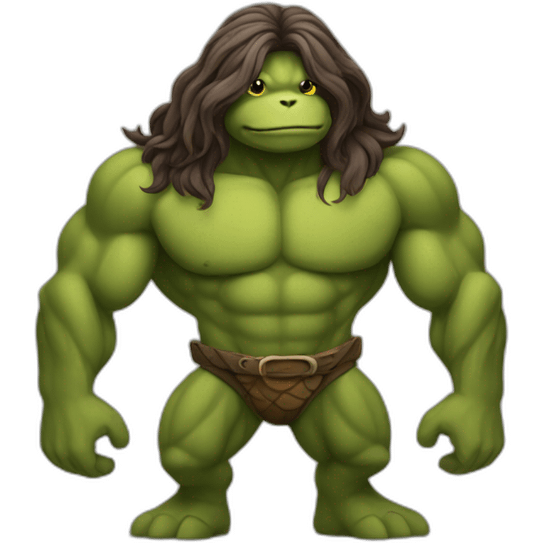 muscular turtle man with long hair emoji