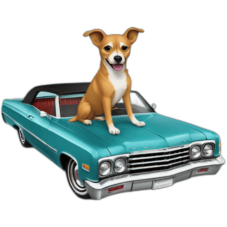 Dog in a 64 Impala low rider emoji