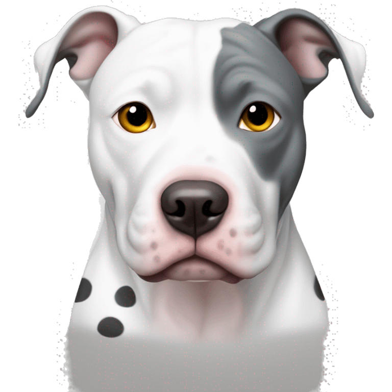 white pit bull with grey spots and one eye emoji