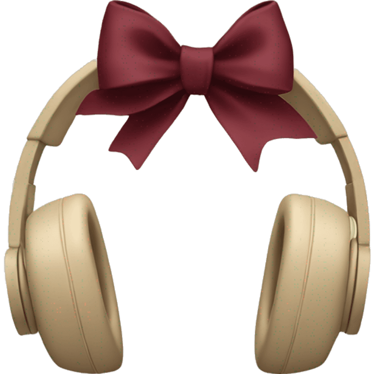 beige headphones with burgundy bow emoji