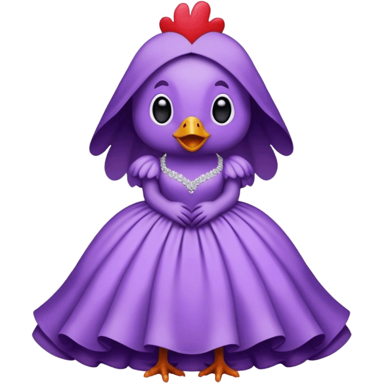 Chicken in a purple wedding dress emoji