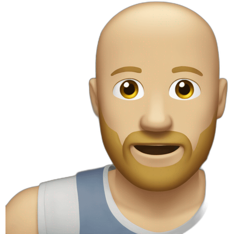 Blonde beard bald head man in shed emoji