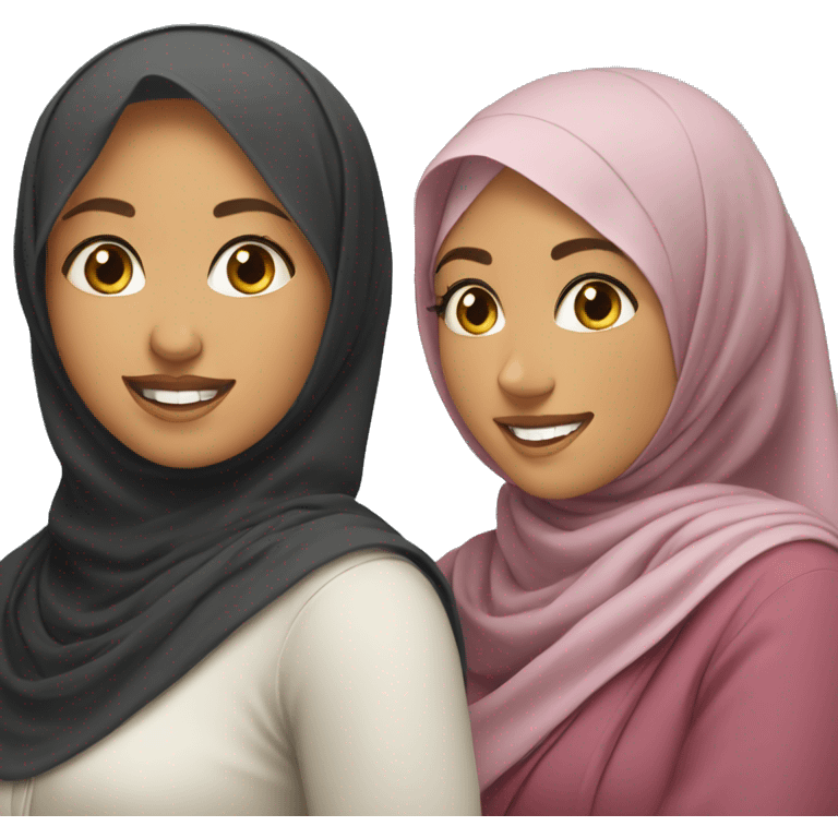 One young women in hijab and another young women in saree smiling together  emoji