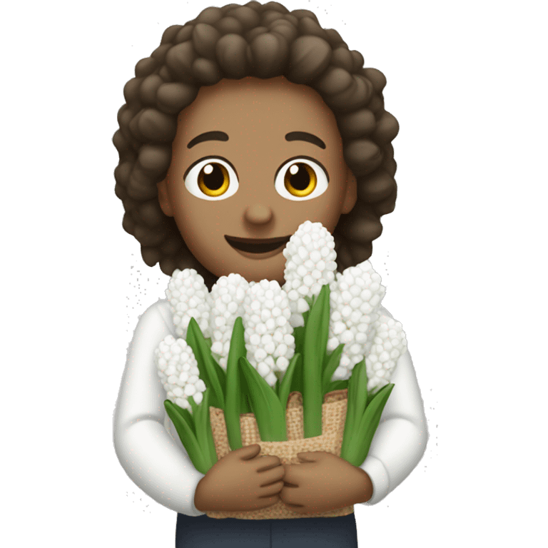 A clear case holding a bunch of white hyacinths emoji