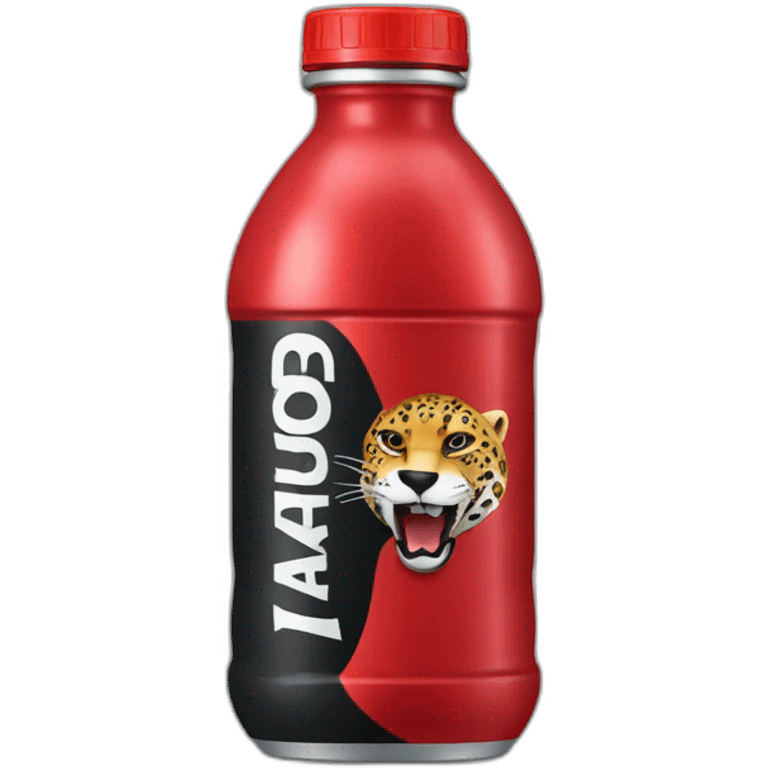 a jaguar drinking a black and red energy drink named jaguar emoji