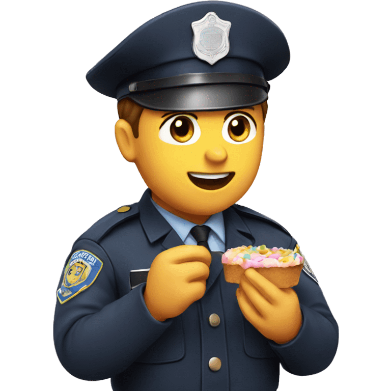 police officer eating pastel emoji