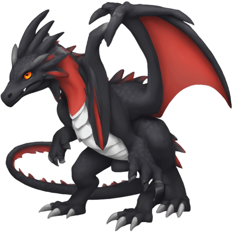 Anthro Cute cool black red nargacuga dragon animal hybrid Fakemon full body emoji