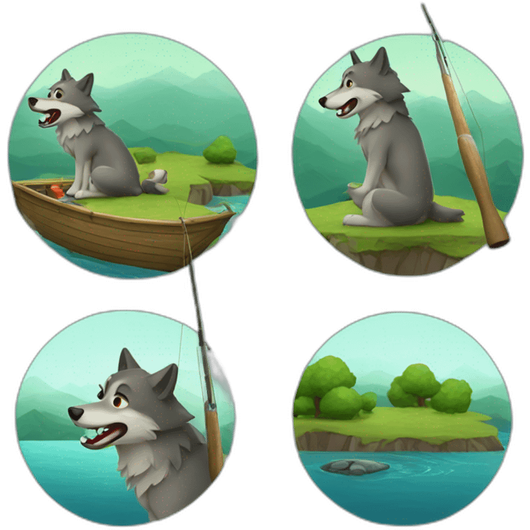 wolf fishing emoji