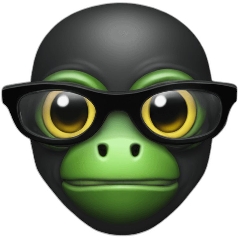 Cute reptilian banker in black suite with laser eyes emoji