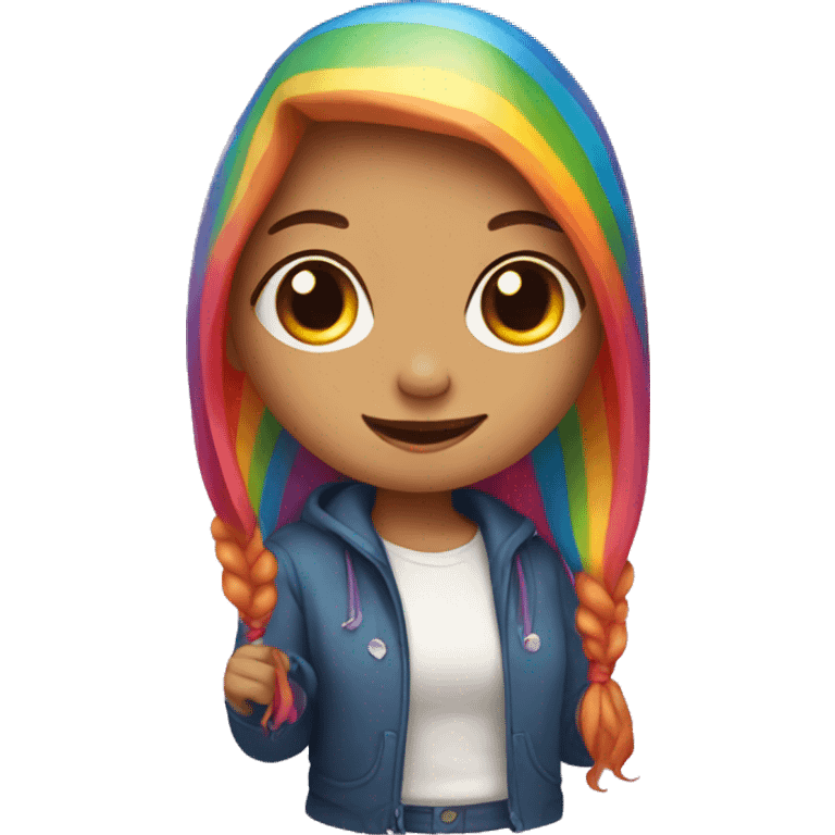 girl with a rainbo emoji