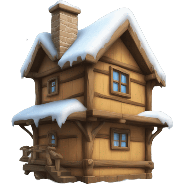 casa di legno con neve  emoji