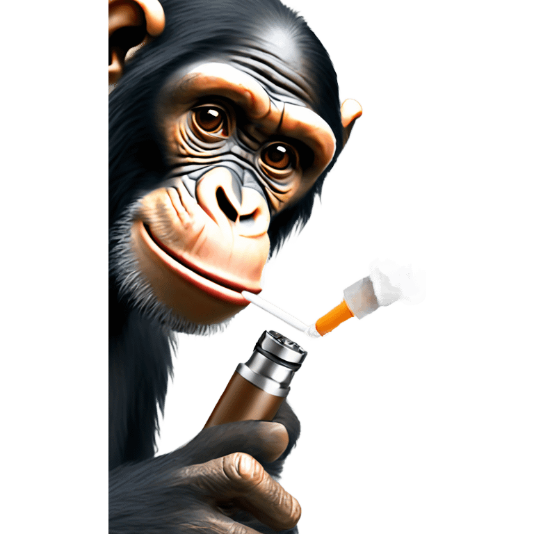 Chimpanzee hitting a vape mod emoji