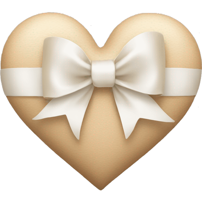 Beige heart with white bow emoji