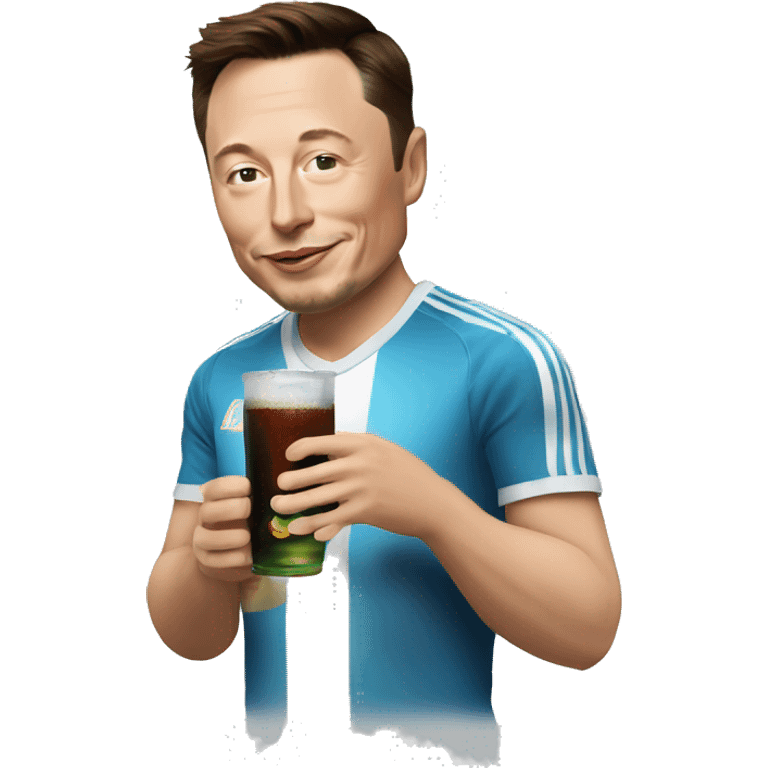 Elon musk wearing Argentinian football shirt and drinking fernet  emoji