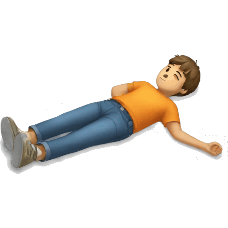 A boy lying down on the floor emoji