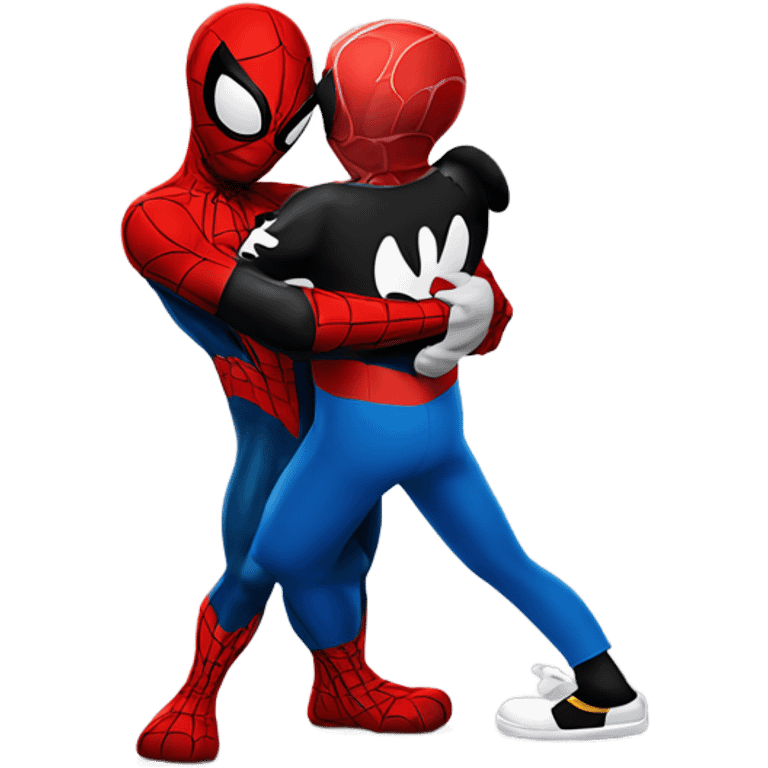  Spider-man hugging with mickey mouse emoji