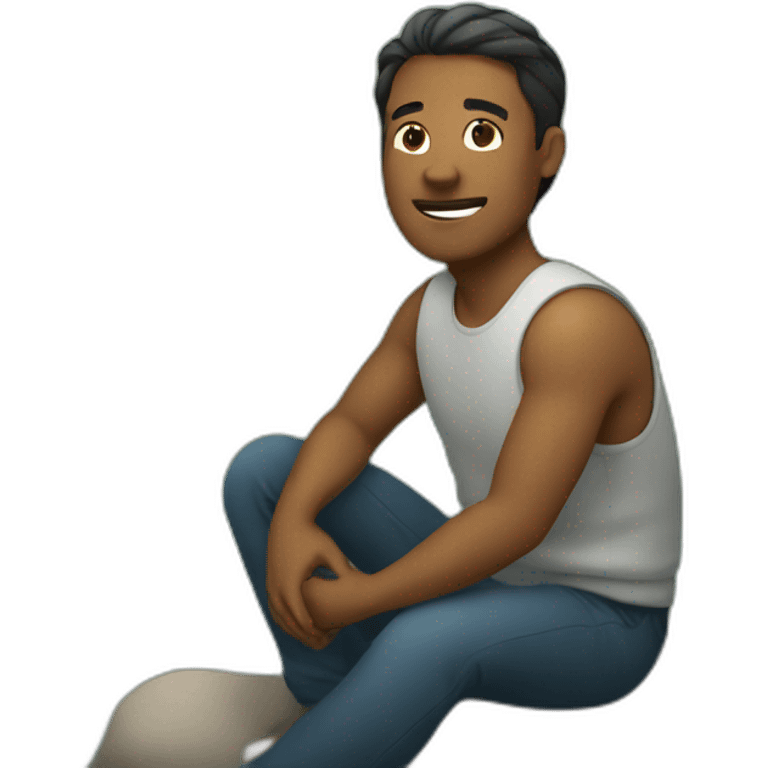 A men sitting at a river emoji