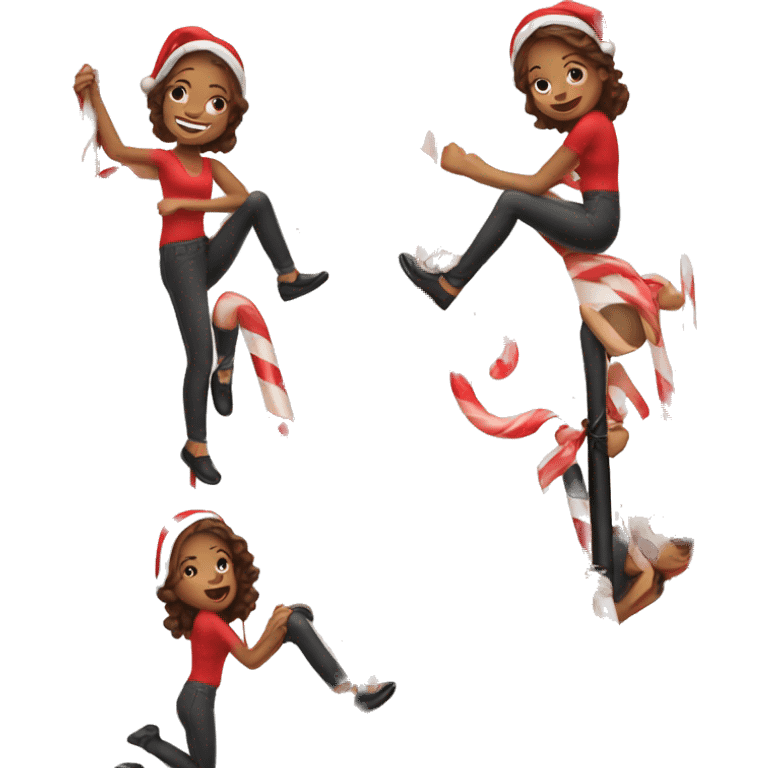 Woman sliding down candy cane pole emoji