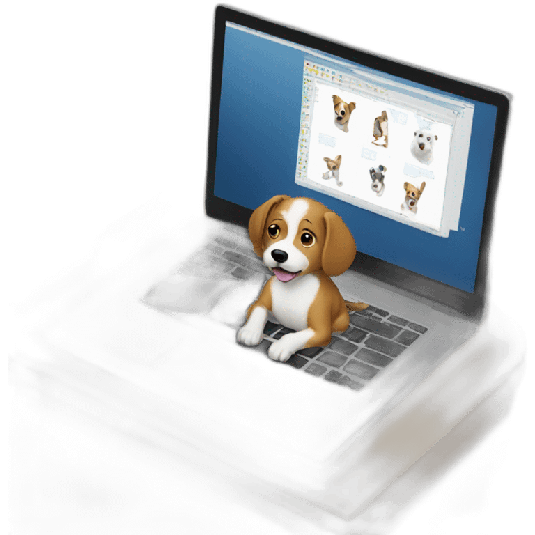 dog on a computer working emoji