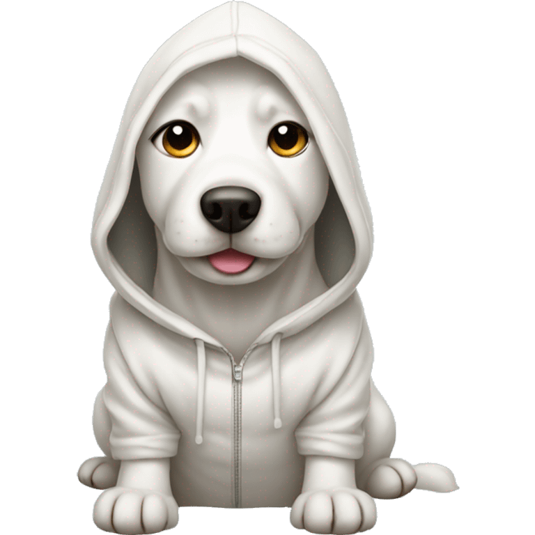 White dog wearing hoodie emoji