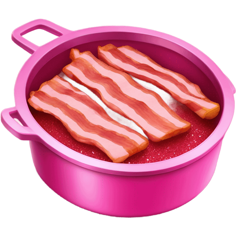 Bacon frying on a hot pink glittery pan emoji